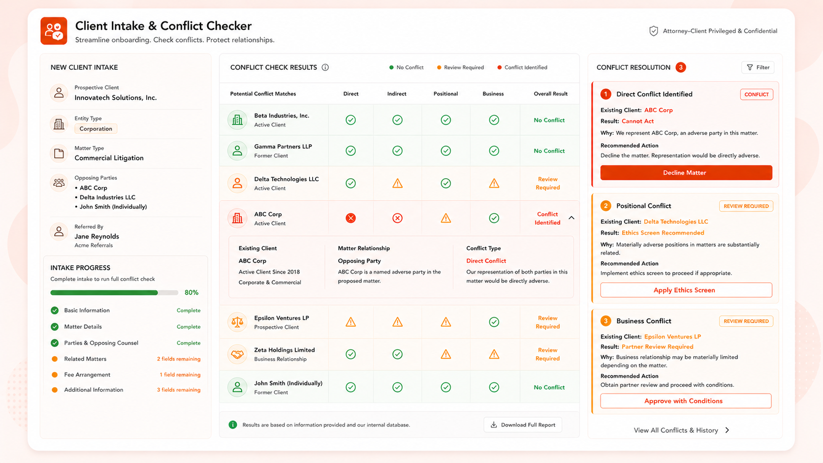 Client Intake & Conflict Checker